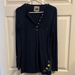 Alp N Rock Navy Long Sleeve Top with Floral Details